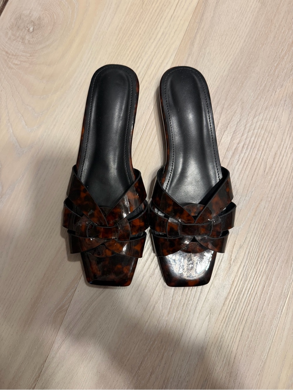 Amazon Brown Tortoiseshell Slide Mules with Knotted Strap
